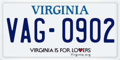 VA license plate VAG0902