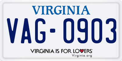 VA license plate VAG0903