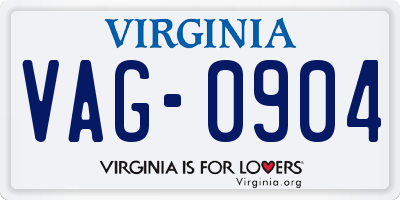 VA license plate VAG0904