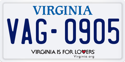 VA license plate VAG0905