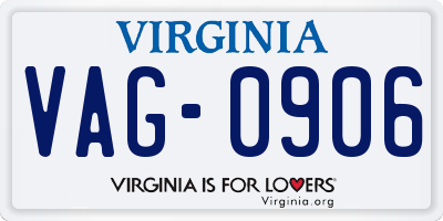 VA license plate VAG0906