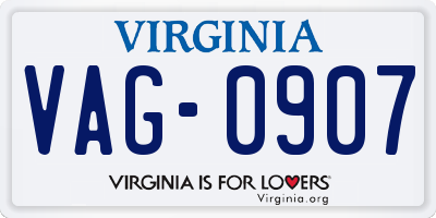 VA license plate VAG0907
