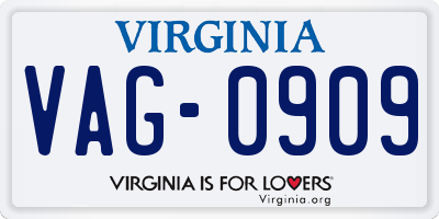 VA license plate VAG0909