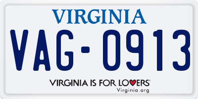 VA license plate VAG0913