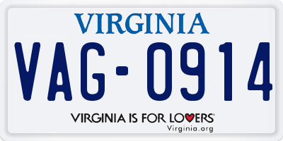 VA license plate VAG0914