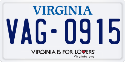 VA license plate VAG0915