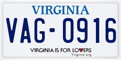 VA license plate VAG0916