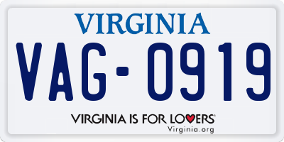 VA license plate VAG0919