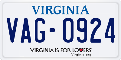 VA license plate VAG0924