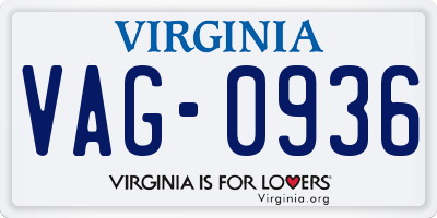 VA license plate VAG0936