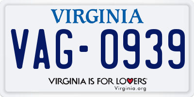 VA license plate VAG0939