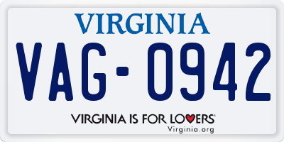 VA license plate VAG0942