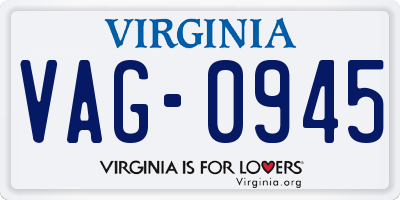 VA license plate VAG0945