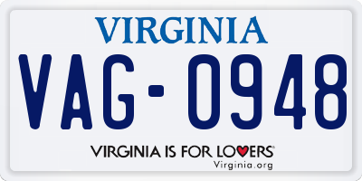 VA license plate VAG0948