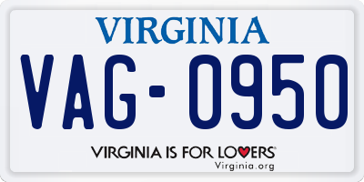 VA license plate VAG0950