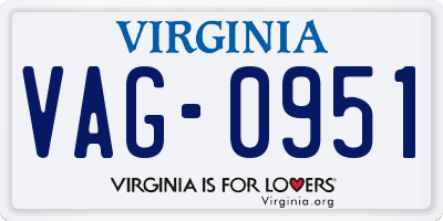 VA license plate VAG0951