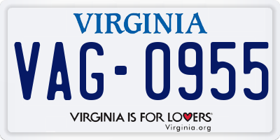 VA license plate VAG0955