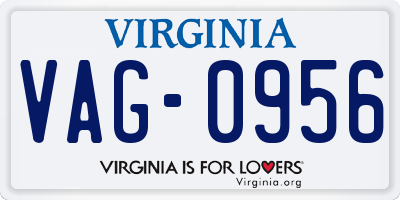 VA license plate VAG0956