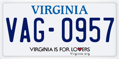 VA license plate VAG0957