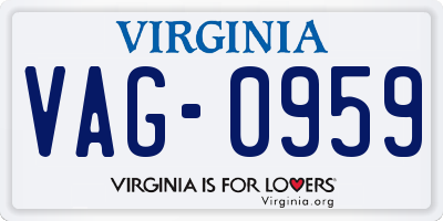 VA license plate VAG0959