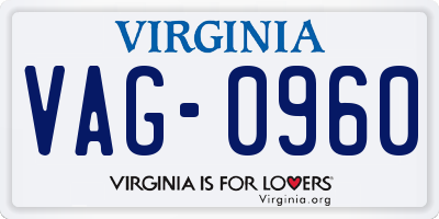 VA license plate VAG0960