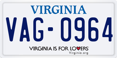 VA license plate VAG0964