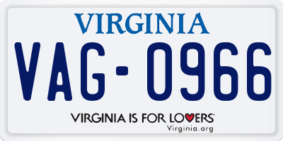 VA license plate VAG0966