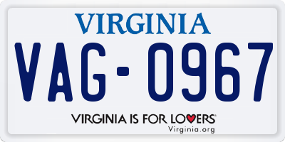 VA license plate VAG0967