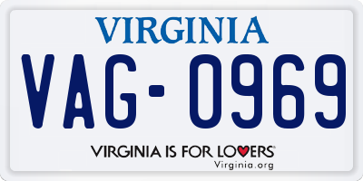 VA license plate VAG0969