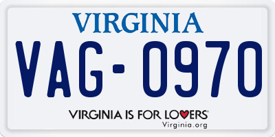 VA license plate VAG0970