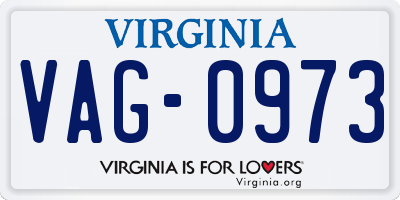 VA license plate VAG0973