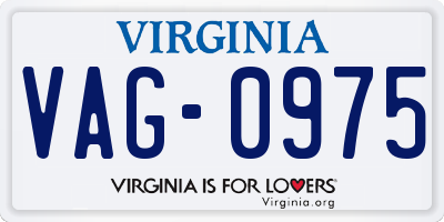 VA license plate VAG0975