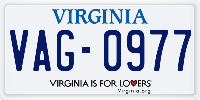 VA license plate VAG0977
