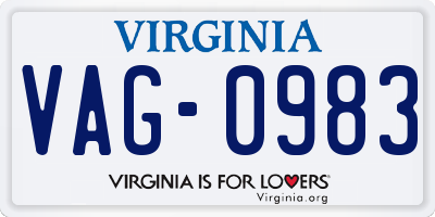 VA license plate VAG0983