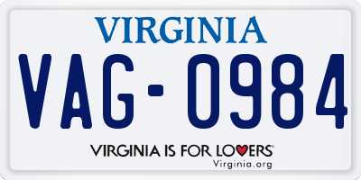 VA license plate VAG0984
