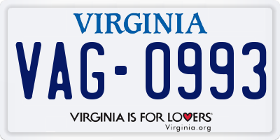 VA license plate VAG0993