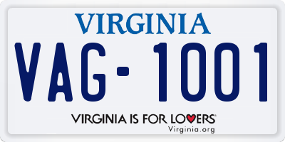 VA license plate VAG1001