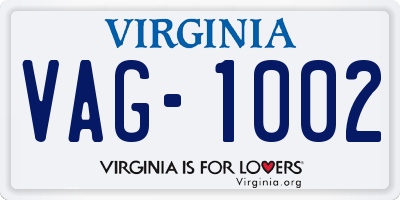 VA license plate VAG1002