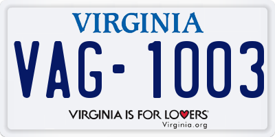 VA license plate VAG1003