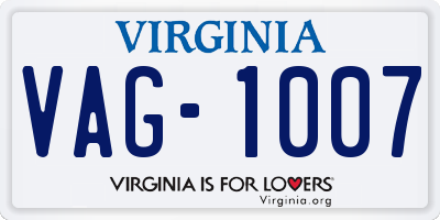 VA license plate VAG1007