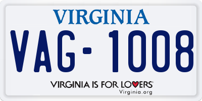 VA license plate VAG1008
