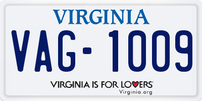 VA license plate VAG1009