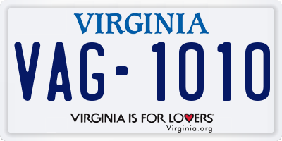 VA license plate VAG1010