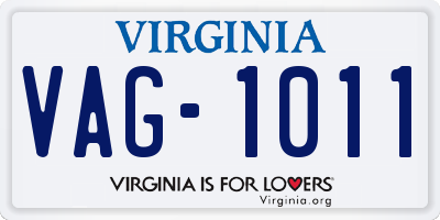VA license plate VAG1011