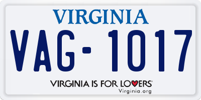 VA license plate VAG1017