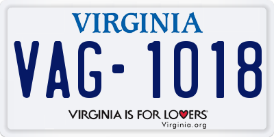 VA license plate VAG1018