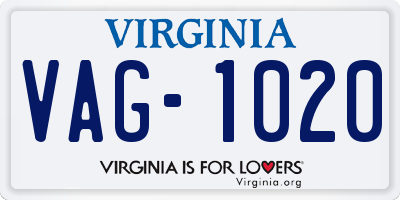 VA license plate VAG1020