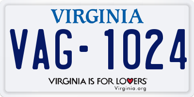 VA license plate VAG1024