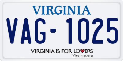 VA license plate VAG1025