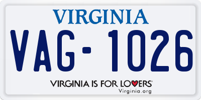 VA license plate VAG1026